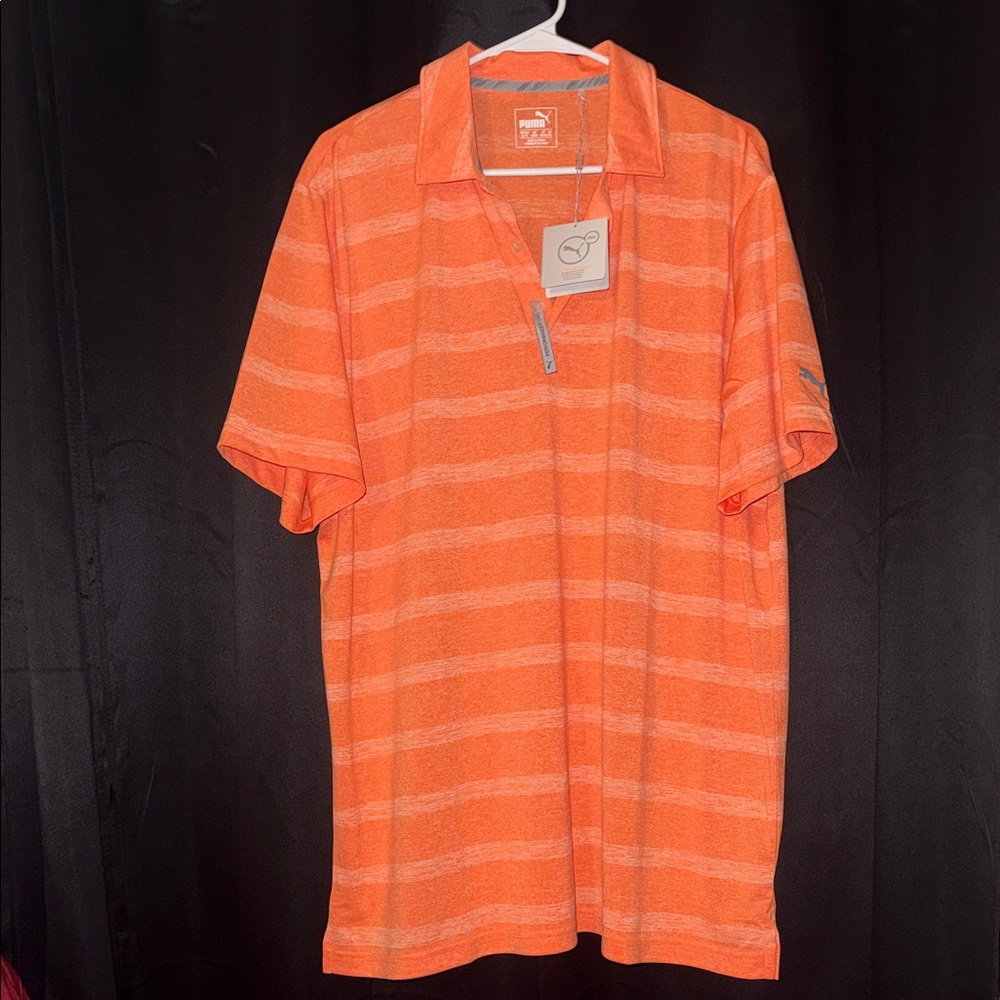 New Puma Men's Bright Orange Polo Shirt NWT